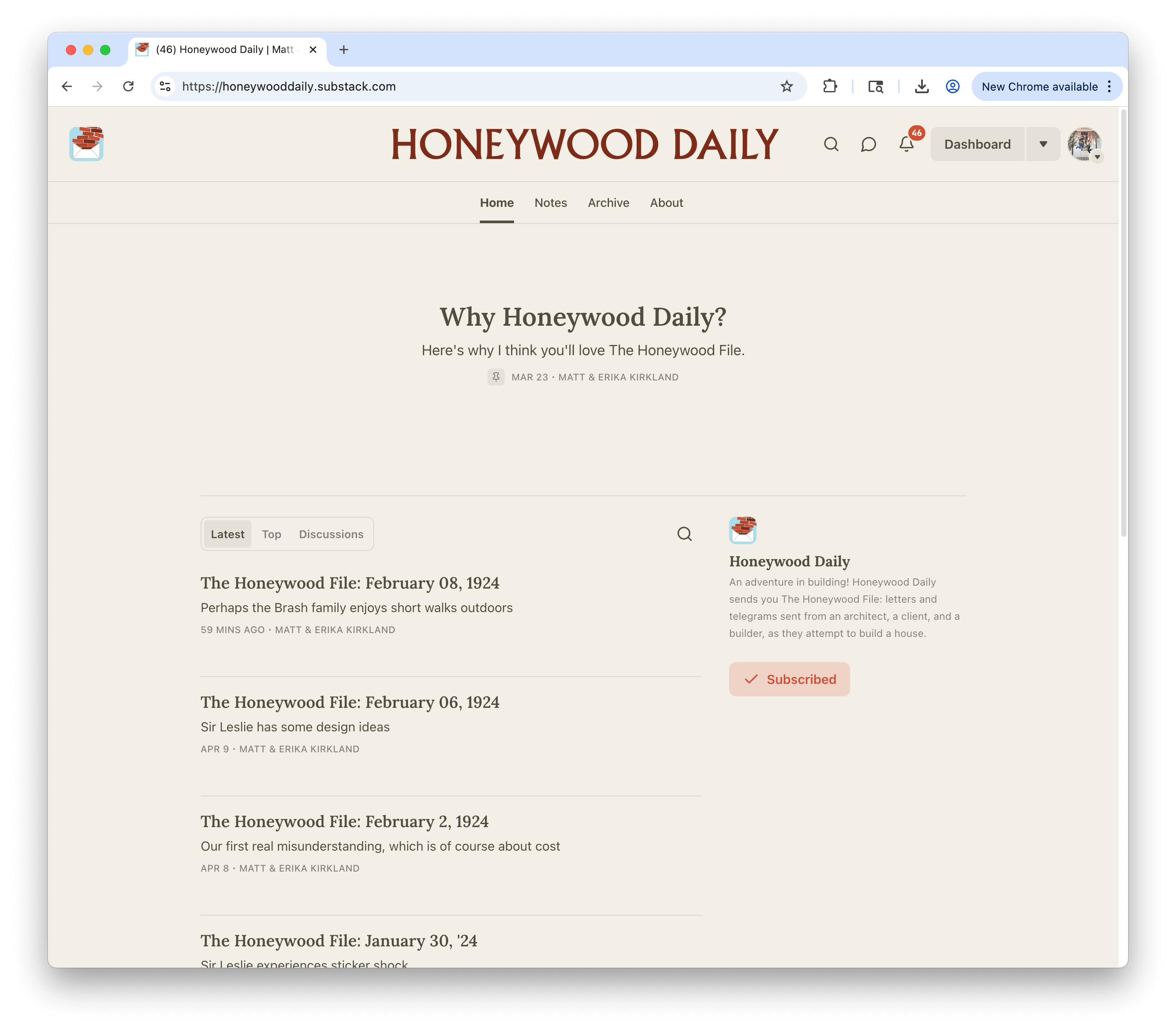 Honeywood Daily website